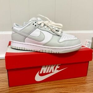Nike Dunk Low White & Light Gray Leather Sneakers
